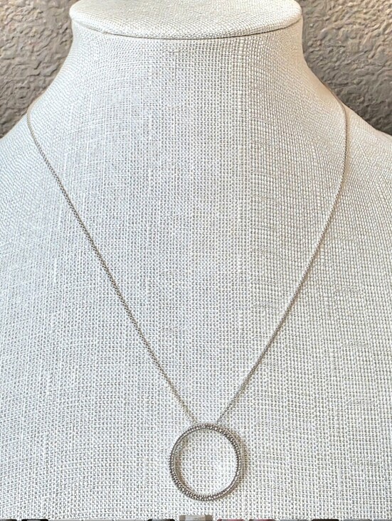 Jewelry - 925 sterling silver pave eternity circle pendant 18" necklace